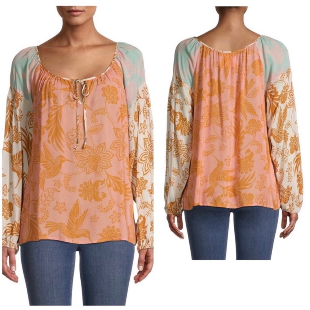 Johnny Was Waimea Mixed Peasant Top Size XS